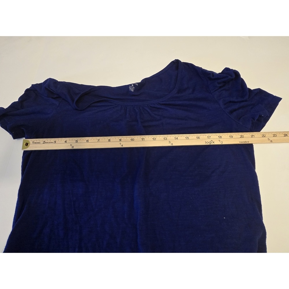 STYLE & CO Cotton T-Shirt Tee Cinched Sleeves Blue Sheer Size XL - Picture 6 of 6